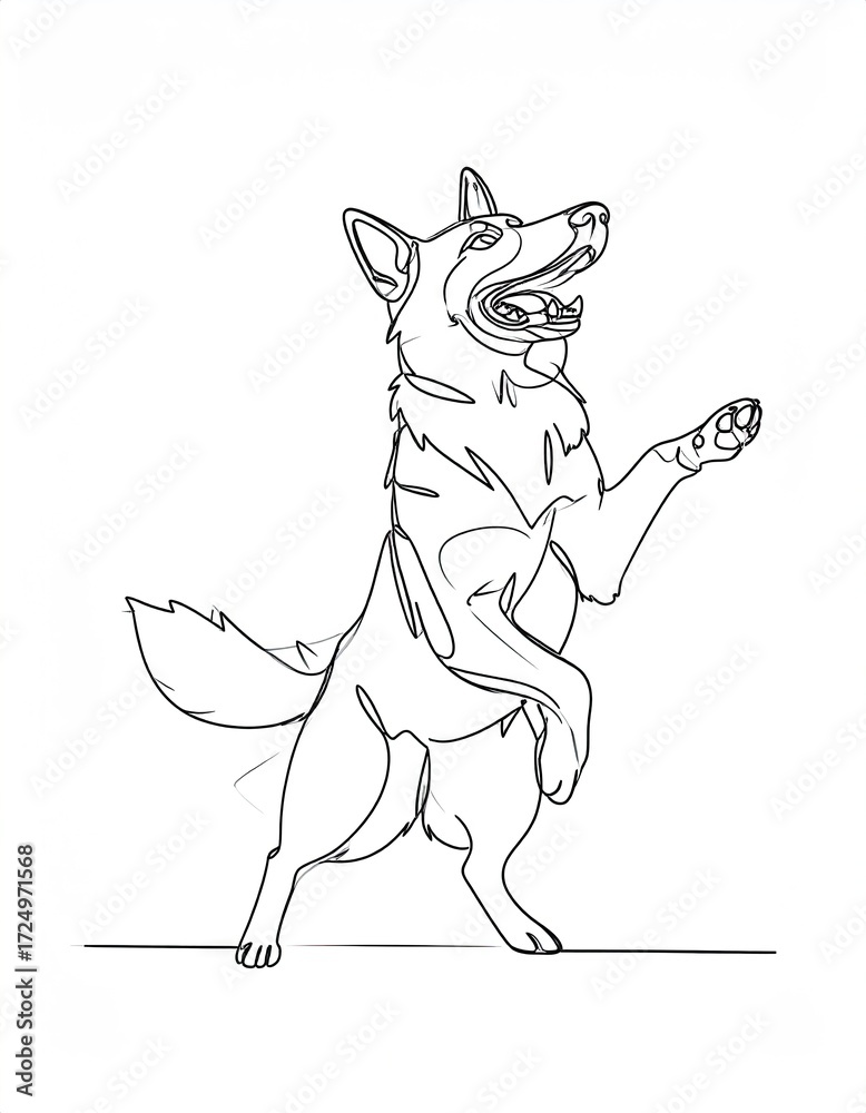 Fototapeta premium Playful Dog Standing on Hind Legs.