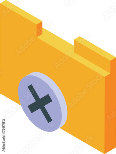 Folder with delete button, symbolizing data removal or file deletion in digital systems