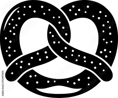 a black pretzel on a white background, vector illustration, flat design

