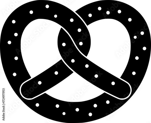 a black pretzel on a white background, vector illustration, flat design

