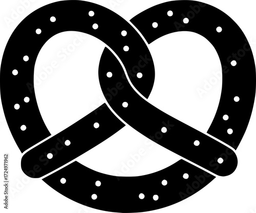 a black pretzel on a white background, vector illustration, flat design


