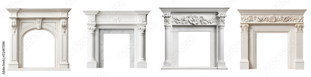 Fototapeta premium Classic Marble Fireplace Mantel Illustration Set