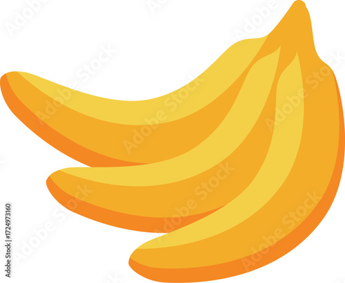 Three ripe bananas forming a visually appealing bunch, showcasing their vibrant yellow color and smooth texture