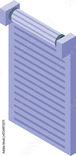 Isometric projection of an official document hanging on a roller, symbolizing announcements, decrees, or proclamations