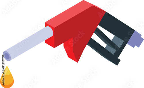Red fuel nozzle dripping gasoline showing rising fuel prices and inflation