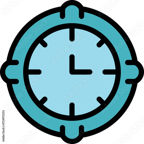 Simple round clock face indicating time with hour and minute hands, ideal for time management and scheduling concepts