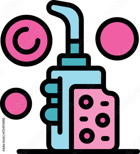 Electronic cigarette vaping device releasing vapor and nicotine bubbles, symbolizing addiction and health risks
