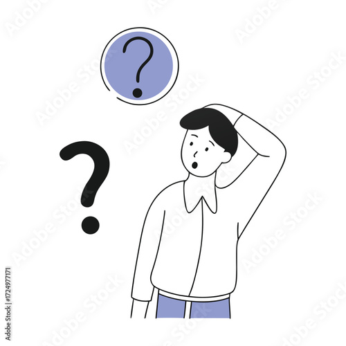 Confused Person Illustration Stock Photo Question Mark Uncertainty Doubt on White Background