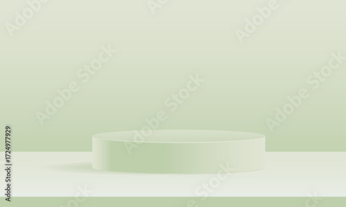 Paper cut of minimal scene with pink peach cylinder podium with pastel wavy layered paper art backdrop for product display on pink background. Product presentation, mock up, show cosmetic. Vector