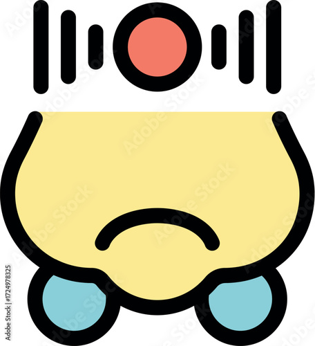 Runny nose suffering from sinus infection causing sneezing and headache, depicted in simple icon