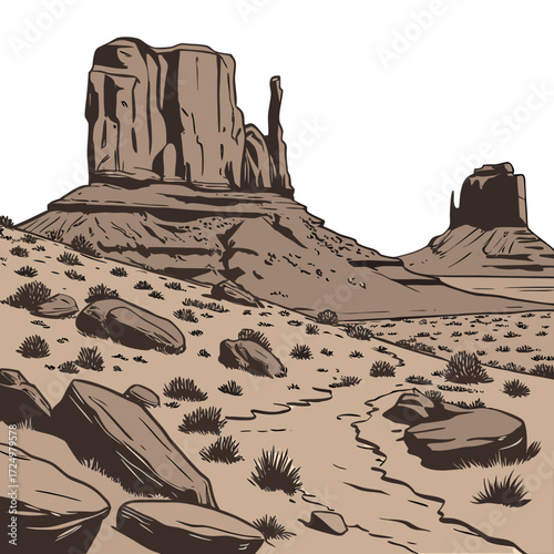 Iconic monument valley landscape with distinctive mesas and buttes under a clear sky