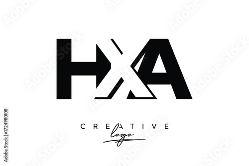Free Download HXA Creative Minimalistic Negative Space Latter Logo with Modern Monogram for Branding and Business Letter mark Logo with Initial Letters Logo Design for Branding.	 - GFXLoad