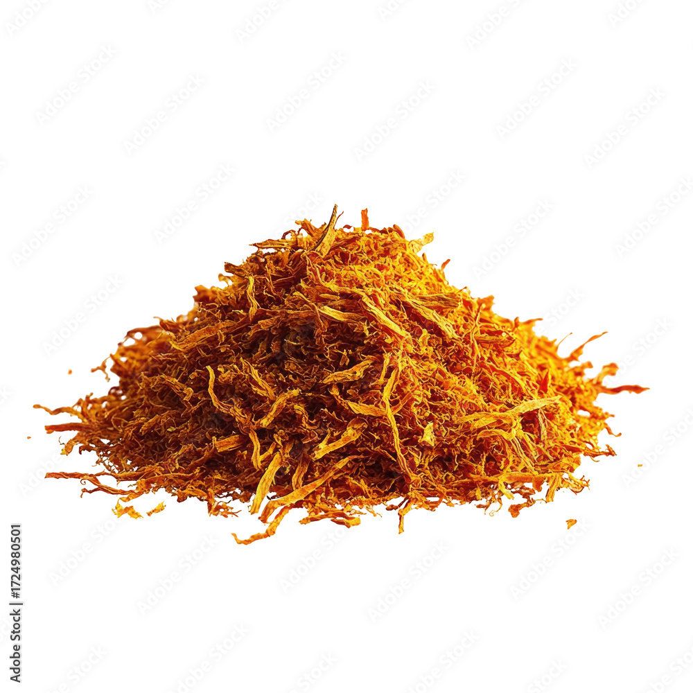 Fototapeta premium Pile of dried marigold petals isolated on transparent background