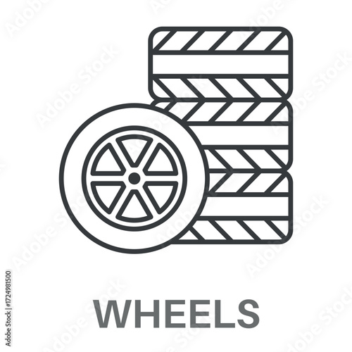 Wheels Outline Concept Simple Style Design Vector