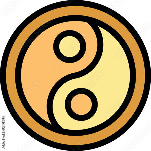 Golden yin and yang symbol representing opposing and complementary forces, embodying balance, harmony, and duality