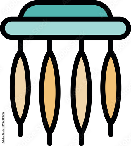 Hanging ornament featuring four elongated elements suspended from a horizontal bar, creating a visually appealing decorative piece