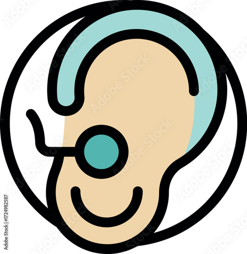 Modern hearing aid device placed inside ear canal restoring hearing and improving hearing loss