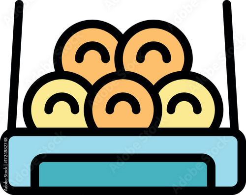 Golden brown buns cooling on a tray, showcasing bakery's craftsmanship