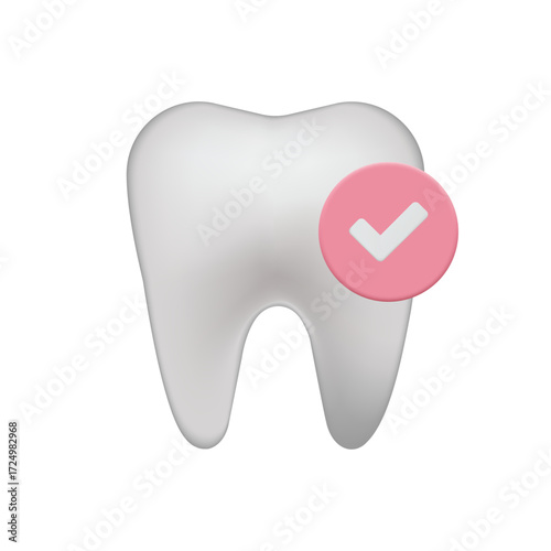 Dental Checkup Complete Tooth Icon with Tick Approved Oral Care Healthcare Dentistry Acceptance Healthy Smiles Right