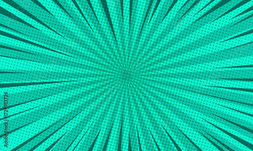 Pop art background for poster or book in light 
green color. flat comics style design with halftone dots.