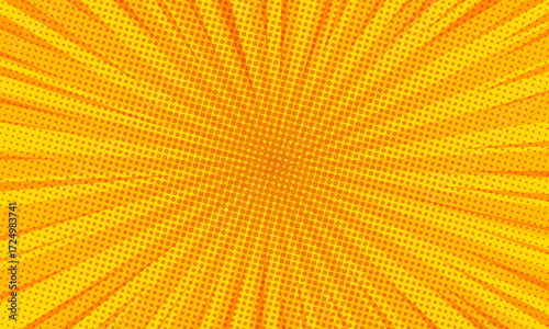 Pop art background for poster or book in light orange color. flat comics style design with halftone dots.