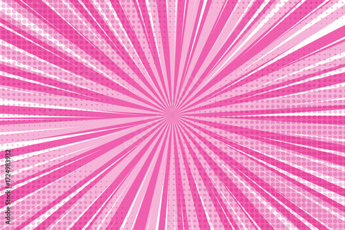 Pop art background for poster or book in light Pink color. flat comics style design with halftone dots.