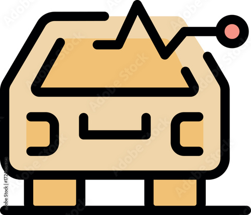 Autonomous vehicle displaying a heartbeat monitor icon, symbolizing its self monitoring capabilities and operational status