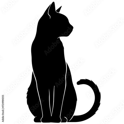 Elegant Black Cat Silhouette atau Sitting Cat