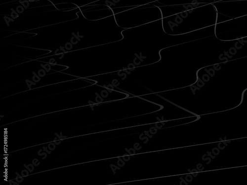 Gradient black tangled thread background. Abstract pen stroke vector illustration, on black background. Hand drawn tangled doodle. Vector illustration isolated on black background.