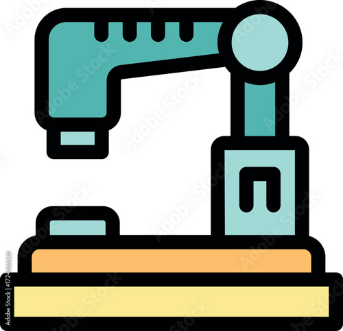 Robotic arm performing a pick and place operation on an assembly line, symbolizing industrial automation and manufacturing processes