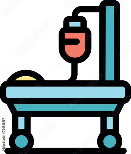 Hospital bed with iv drip and patient receiving medical treatment