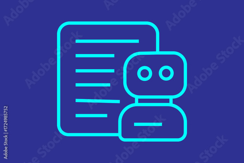 AI Document Icon. natural language processing icon. suitable for websites, applications, user interfaces, printables, etc. line icon style, dark blue color combination. simple editable vector design