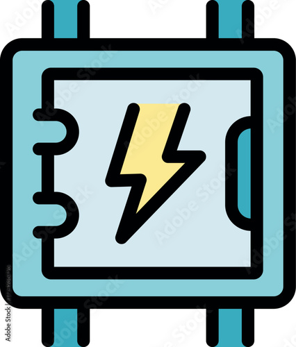 Electrical panel featuring lightning bolt symbol, emphasizing electrical safety and efficient power distribution in various settings