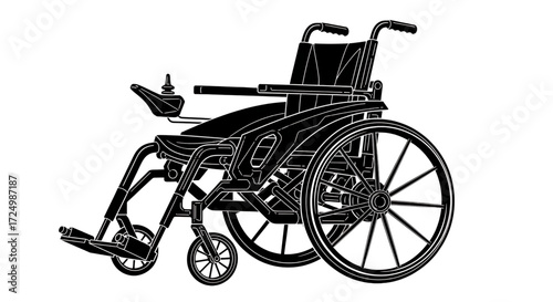 Vector illustration of an electric wheelchair, symbolizing mobility and accessibility.
