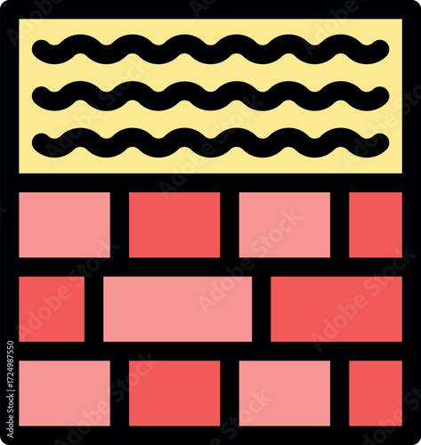 Groundwater is flowing above a brick wall section, symbolizing water flow, brickwork, and potential water damage or filtration