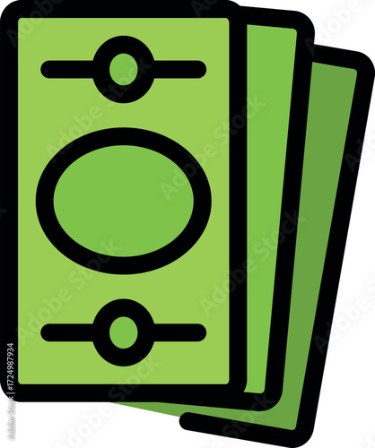 Green banknotes representing savings, income, investment, and financial success