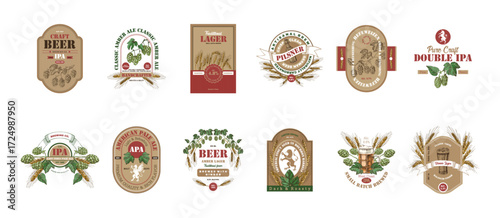 Beer label templates vector set