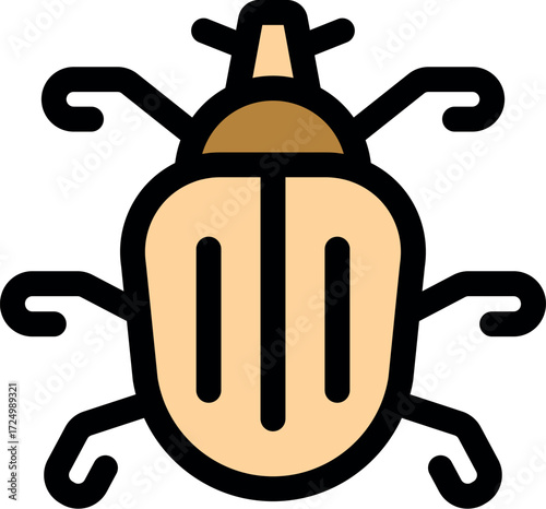 Stylized drawing of a colorado potato beetle, a common pest for potato crops