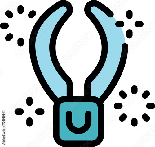 Horseshoe magnet generating a magnetic field, with sparks symbolizing energy or magnetic force