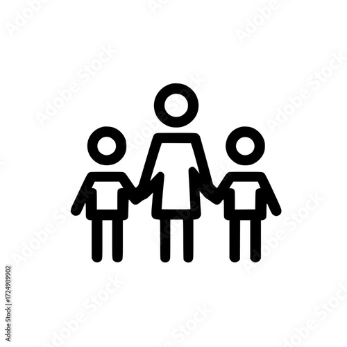 Parent and two children graphic showing family life balance love and supportive relationship