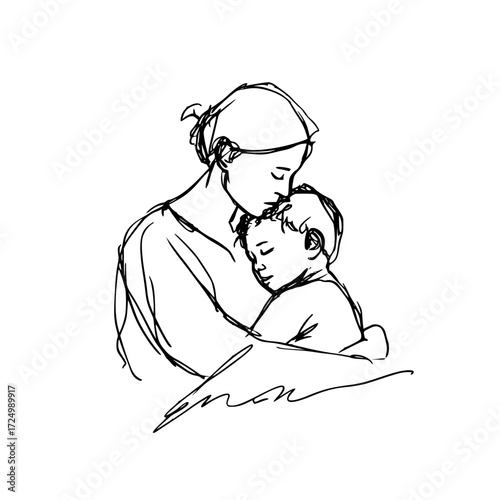 Vector of mother carrying child symbolizing love motherhood care and parental affection
