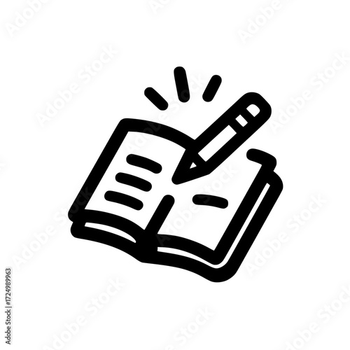 Simple vector of book and pen representing reading writing and personal growth in education