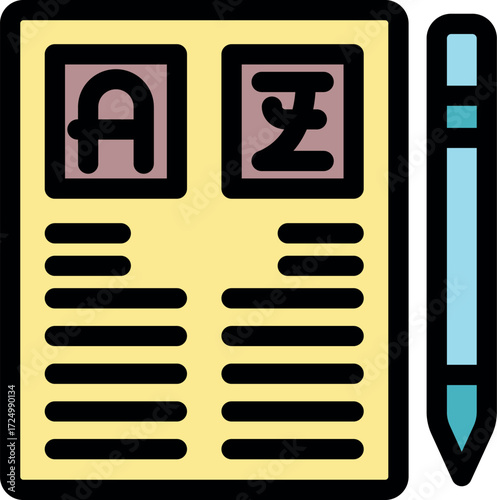 Editor is writing an article with pen and paper, working on translation and editing
