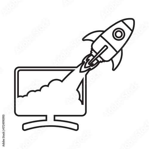 Startup Launch Line Icon