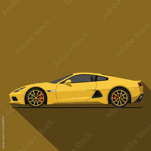 Yellow Sports Car Side View Illustration