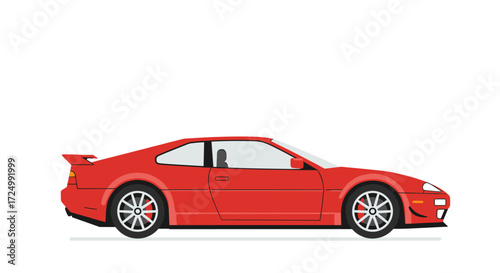 Red Coupe Car Side View Illustration