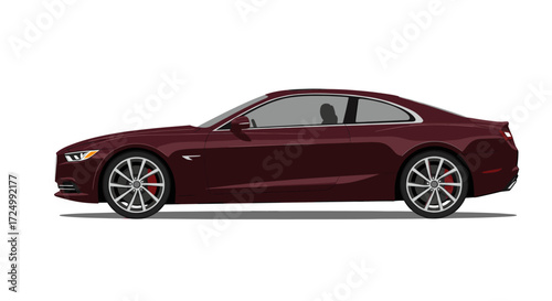 Red Coupe Car Side View Illustration