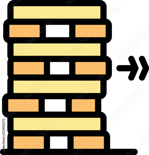 Illustration of a block tower with an arrow indicating strategic removal