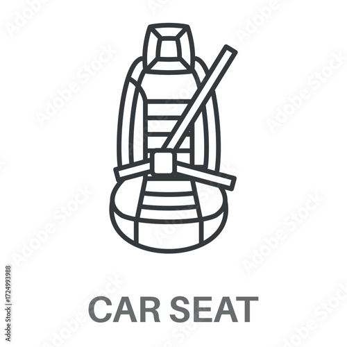 Car Seat Outline Concept Simple Style Design Vector
