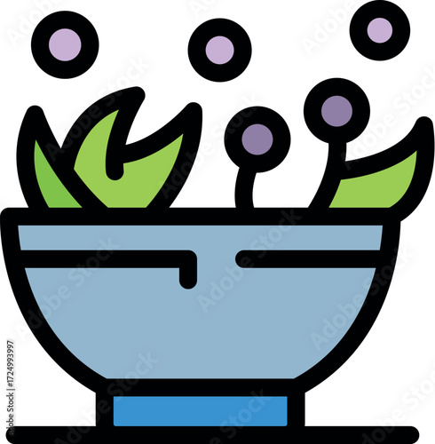 Aromatic herbs releasing a pleasant scent in a bowl, creating a relaxing and pleasant atmosphere